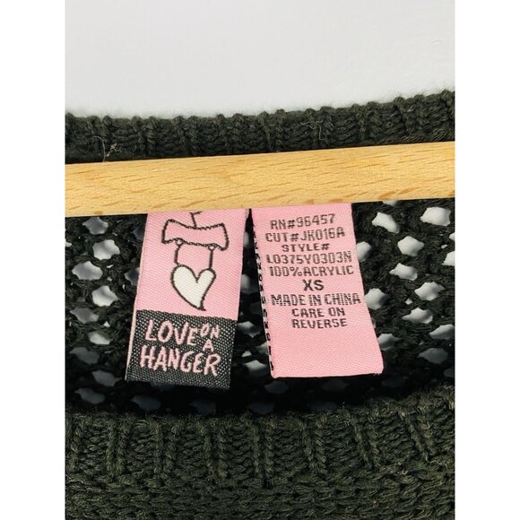 Love On A Hanger Black Sweater Womens Size XS Fringe Sleeves Boho Festival - Picture 4 of 7